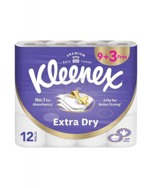 KLEENEX EXTRA DRY BATHROOM TISSUE 3PLYX9ROLLS+3FREE PROMO