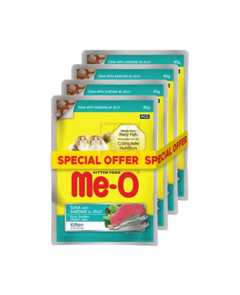 ME-O KITTEN FOOD TUNA WITH SARDINE IN JELLY 4X80GM PROMO