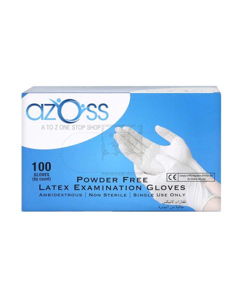AZOSS POWDER FREE LATEX EXAMINATION GLOVES LARGE 100PCS