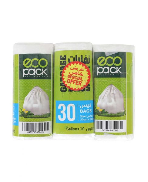 ECOPACK GARBAGE BAGS 10GAL 50CM X70CM (3PK X30PCS)
