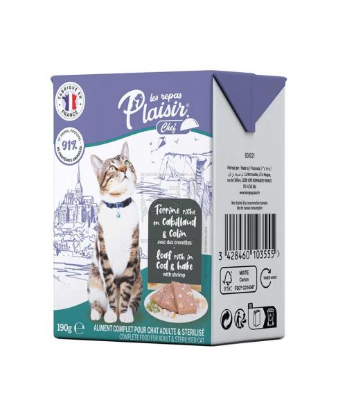 PLAISIR CHEF CAT LOAF RICH IN COD & HAKE WITH SHRIMP 190GM