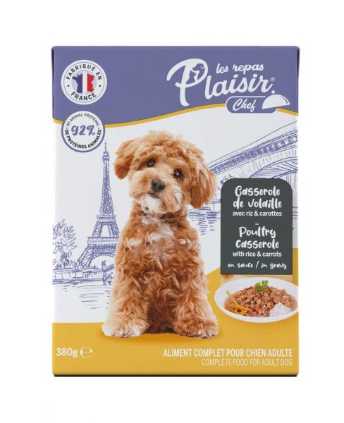 PLAISIR CHEF DOG POULTRY CASSEROLE WITH RICE & CARROTS 380GM