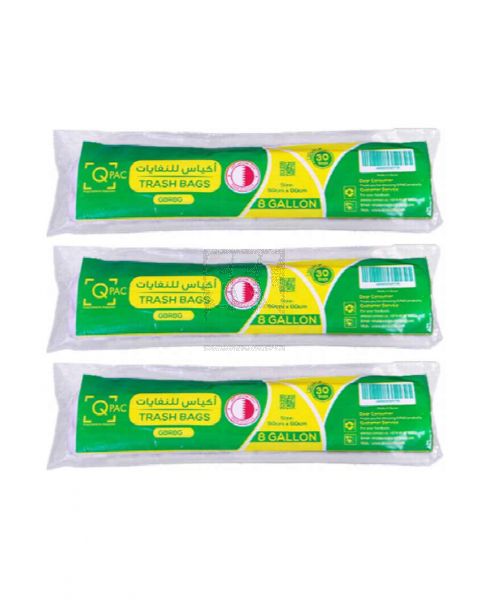 Q PAC TRASH BAG 50X60CM 8GALLON 3X30PCS
