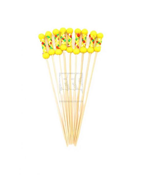 SCHON HAUS BALL END SKEWER YELLOW 12CM-100/PK GG-5012Y