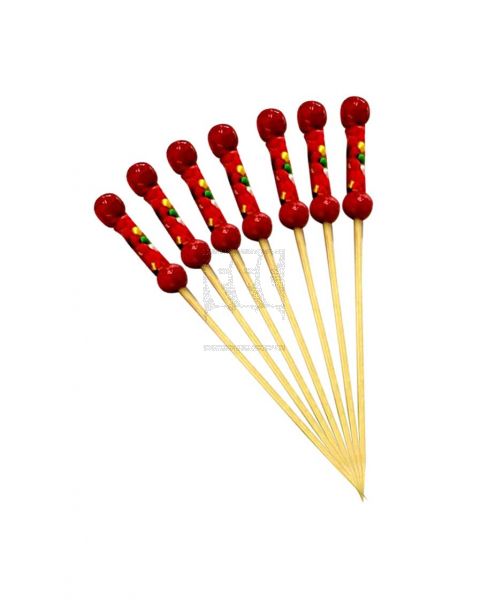 SCHON HAUS BAMBOO BALL END SKEWER RED 12CM-100/PK GG-5012R