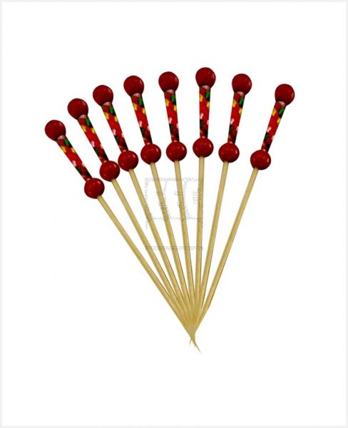 SCHON HAUS BAMBOO BALL END SKEWER RED 9CM-100/PK GG-5009R