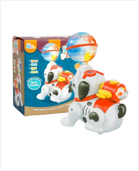 MKL B/O CRAWLING SPRAY DOG WITH LIGHT & MUSIC 3228