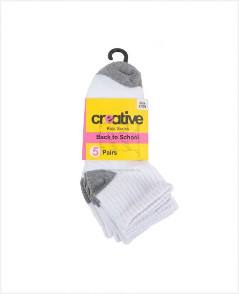 CREATIVE GIRLS PLAIN CROP SOCKS ASSTD SET 5PCS 3-14YR CGS-5