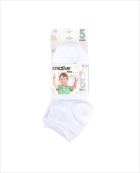 CREATIVE BOYS ANKLE SOCKS WHITE SET 5PCS 3-14YR CSB-502-A