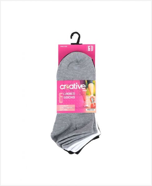 CREATIVE LADIES ANKLE SOCKS MULTI FS SET 6PCS CLS-M