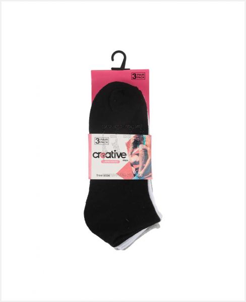 CREATIVE PREMIUM LADIES LOW ANKLE SOCKS 3 PAIRS LAK HT-008