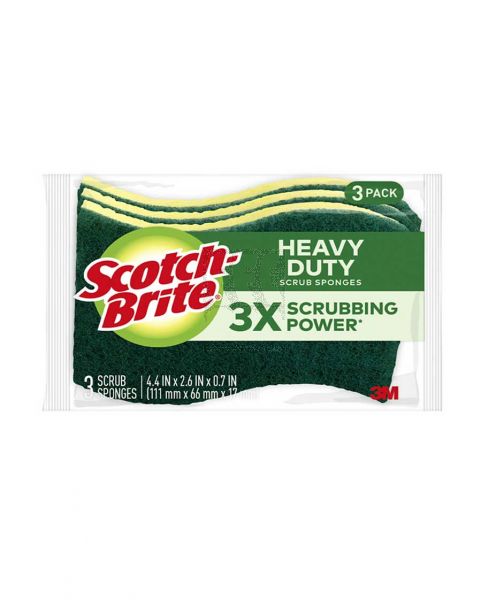 SCOTCH-BRITE HEAVY DUTY SCRUB SPONGES 3'S #SC220