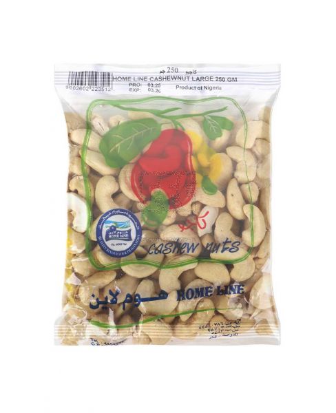 HOME LINE CASHEW NUTS LARGE 250GM