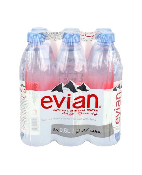 EVIAN NATURAL MINERAL WATER 500ML X 6PCS PACK #DN149-0
