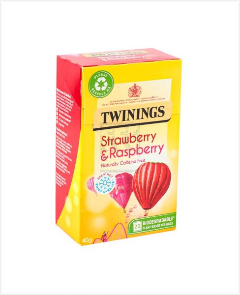 TWININGS STRAWBERRY AND RASPBERRY TEA BAGS 20PCS 40GM