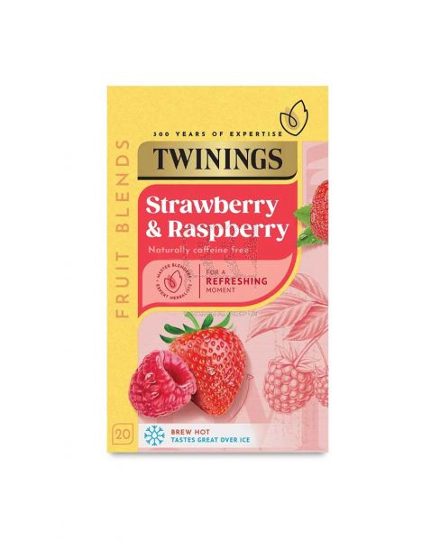 TWININGS STRAWBERRY AND RASPBERRY TEA BAGS 20PCS 40GM
