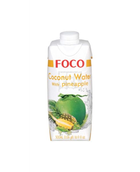 FOCO 100% PURE COCONUT WATER WITH PINEAPPLE 500ML