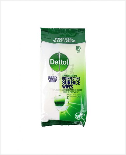 DETTOL ANTIBACTERIAL DISINFECTING SURFACE WIPES 80PCS