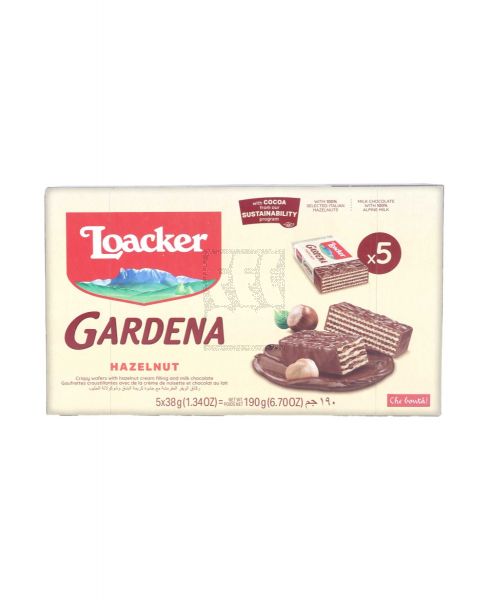 LOACKER GARDENA HAZELNUT WAFER 38GM 5PCS (190GM)