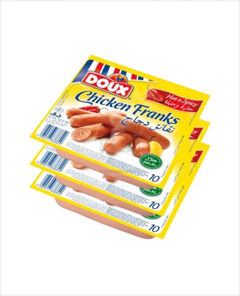 DOUX CHICKEN FRANKS HOT&SPICY 400GM X 3PCS S/OFFER