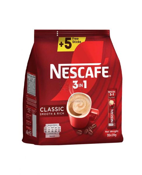 NESCAFE 3IN1 CLASSIC COFFEE (POUCH) 35X20GM + 5STICKS FREE