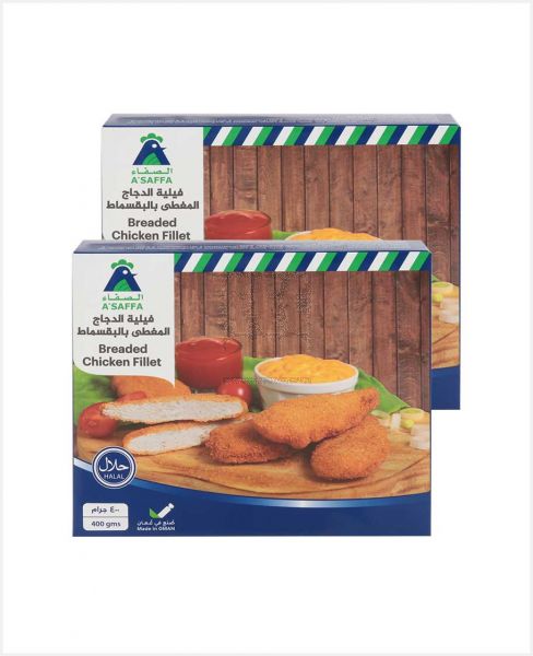 A'SAFFA BREADED CHICKEN FILLET 400GMX2PCS S/OFFER