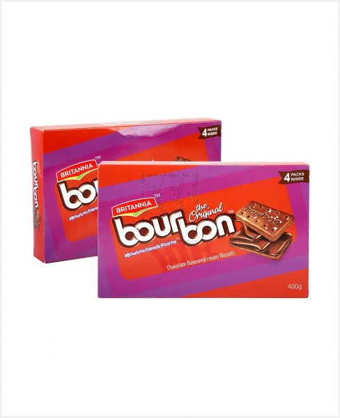 BRITANNIA BOURBON CHOCOLATE CREAM BISCUITS 2PCSX400GM