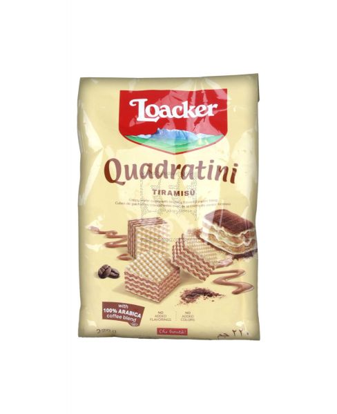 LOACKER QUADRATINI TIRAMISU CREAM FILLED WAFER CUBES 220GM