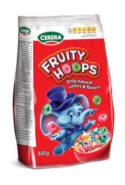 CERERA FRUITY HOOPS CEREAL 500GM
