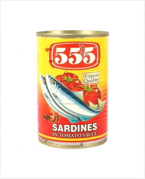 555 HOT SARDINES IN TOMATO SAUCE 425GM