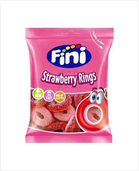 FINI GLUTEN FREE SOUR JELLY STRAWBERRY RINGS 80GM