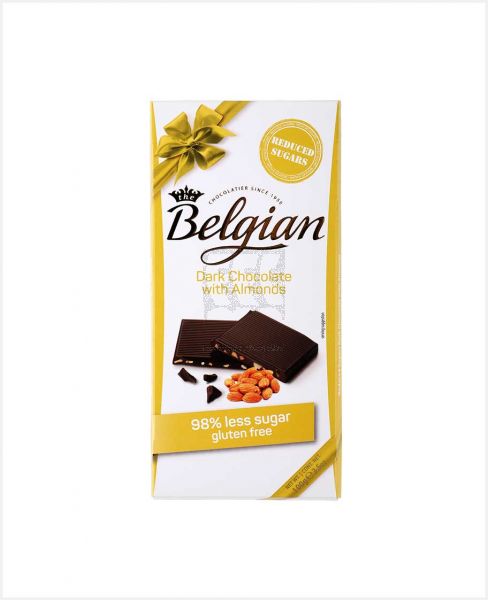 BELGIAN DARK CHOCOLATE W/ ALMOND NO SUGAR ADDED 100GM