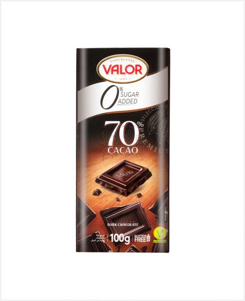 VALOR DARK CHOCOLATE 70% CHOCOLATE NEGRO SUGAR FREE 100GM