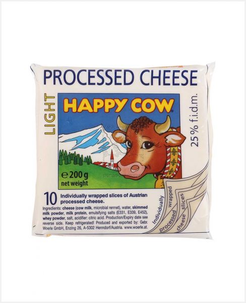 HAPPY COW SLICED CHEESE LIGHT 200GM