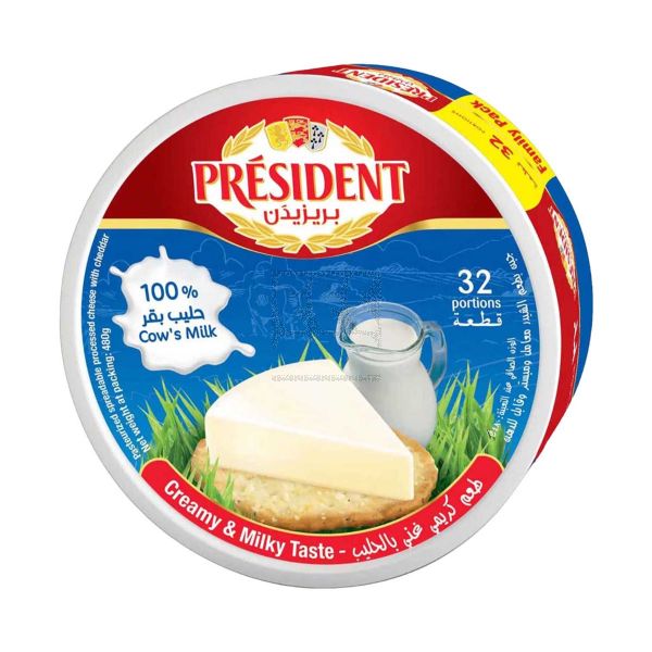 PRESIDENT TRIANGLE SPREADABLE CHEESE 32PCS 480GM