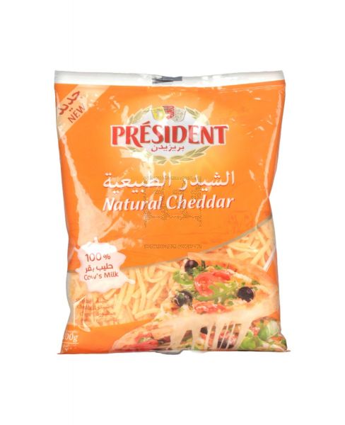 PRESIDENT NATURAL SHREDDED CHEDDAR CHEESE 200GM