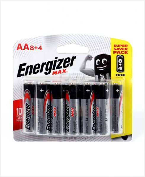 ENERGIZER MAX BATTERY ALKALINE AA BP8+4PCS