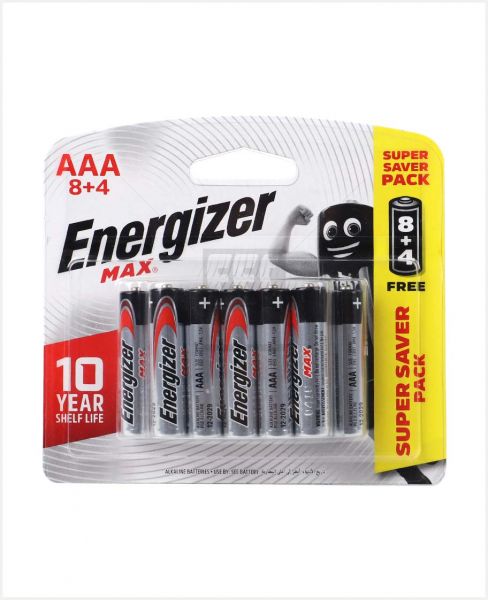 ENERGIZER MAX BATTERY ALKALINE AAA BP8+4PCS