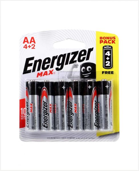 ENERGIZER MAX BATTERY ALKALINE AA BP4+2PCS