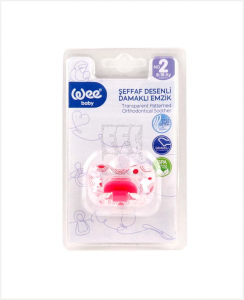 WEE BABY TRANSPARENT PATTERN ORTHODONTICAL SOOTHER 6-18M NO2