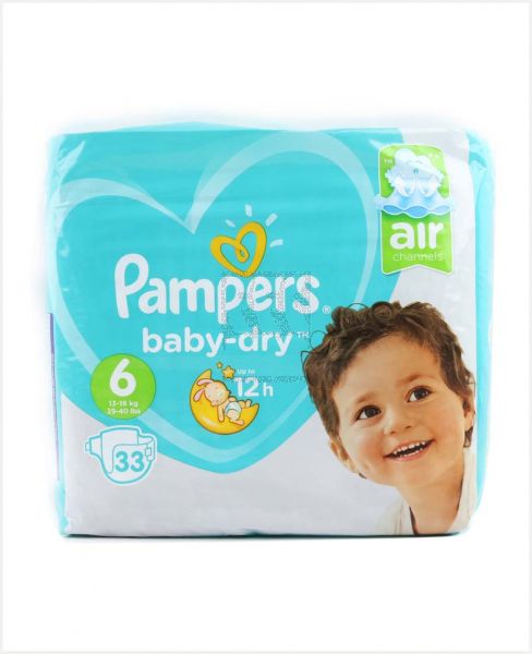 PAMPERS BABY DRY  DIAPERS S6 33PCS