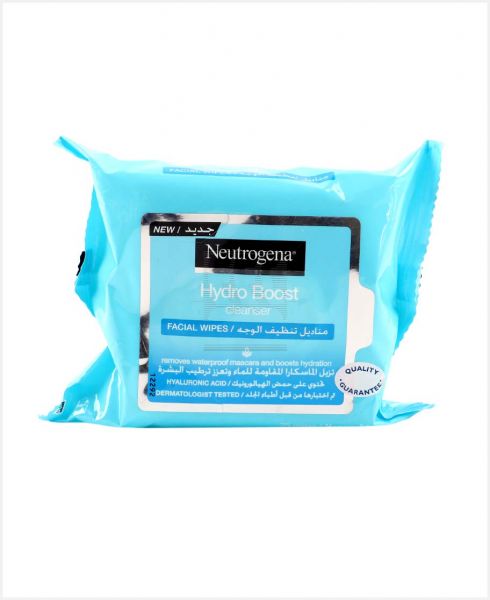 NEUTROGENA HYDRO BOOST CLEANSER FACIAL WIPES 25'S