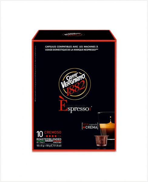 CAFFE' VERGNANO 1882 ESPRESSO CREMOSO COFFEE CAPSULE 10'S