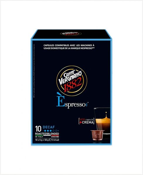 CAFFE' VERGNANO 1882 ESPRESSO DECAF COFFEE CAPSULE 10'S