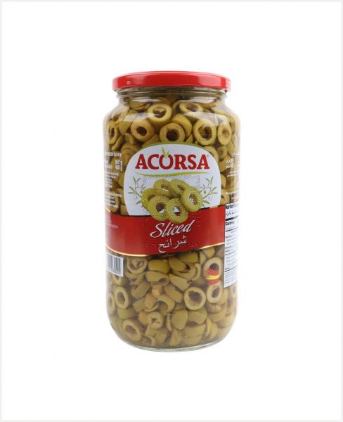 ACORSA OLIVES SLICED GREEN 450GM(NW 950GM)