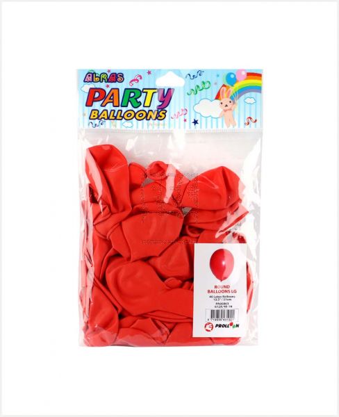 AL RAS PARTY ROUND BALLOONS RED LARGE 10.5" 40PCS #PA00863RD