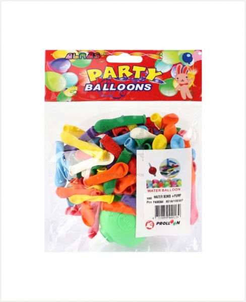 ALRAS PARTY BALLOONS WATER BOMB+PUMP 100'S #PA00364