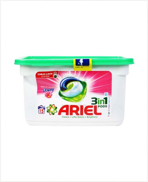 ARIEL 3IN1 LAUNDRY LIQUID TABLET CAPSULE W/ DOWNY 405GM