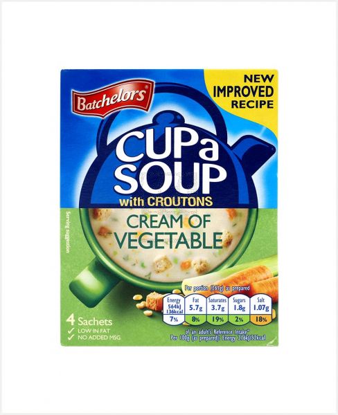 BATCHELORS CUP A SOUP CREAM OF VEGETABLE 4 SACHETS 122GM