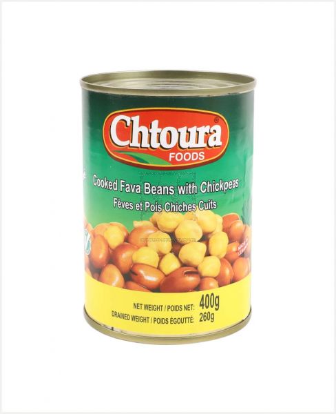 CHTOURA FOODS COOKED FAVA BEANS WITH CHICK-PEAS 400GM